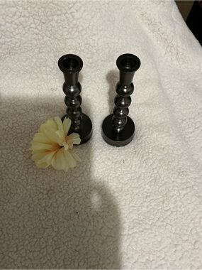 Metal Mulisha Black Spindle Candlestick Pair